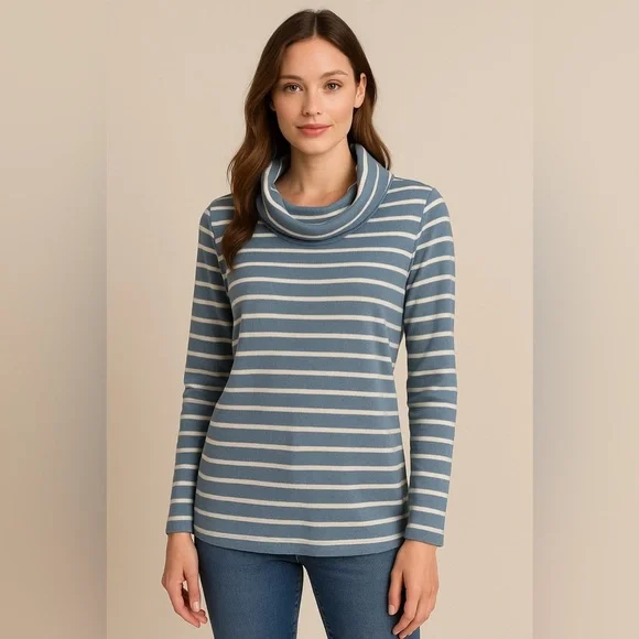 L.L. Bean Blue and White Striped Blouse - Picture 10 of 10